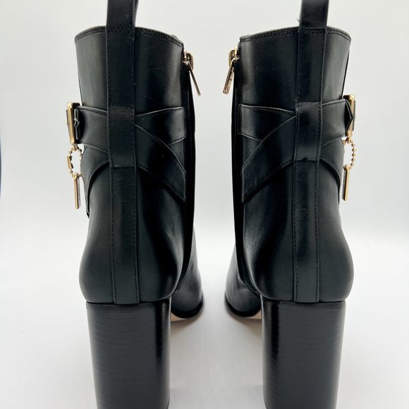 COACH Olivia Leather Black Ankle Booties - Picture 7 of 15